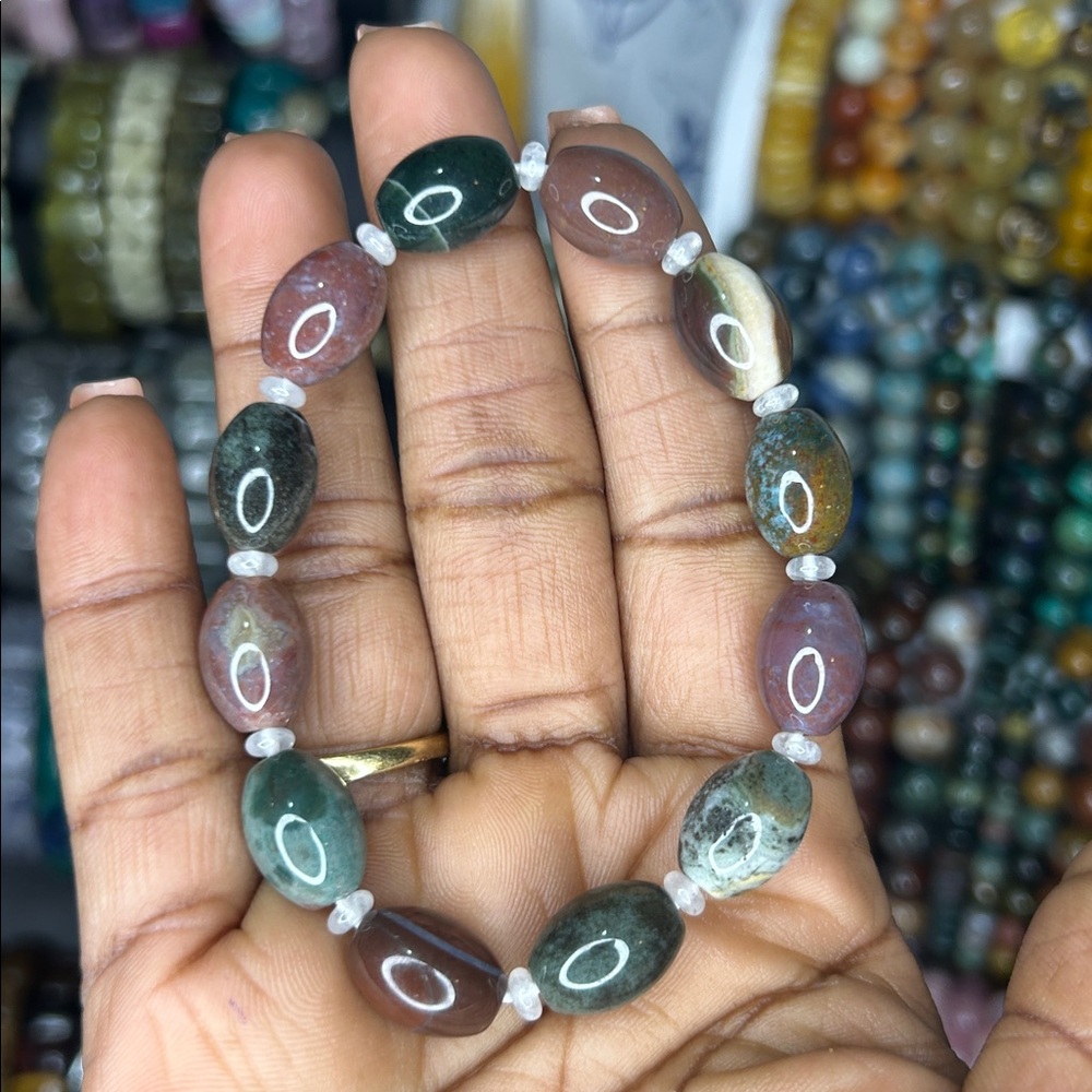 Rice shape ocean jasper bracelet 10mm - Picture 1 of 2